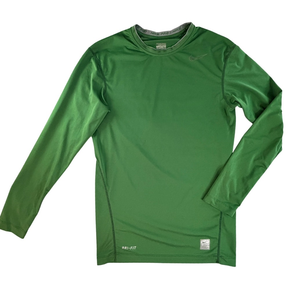 Nike Pro Dri Fit Green Long‎ Sleeve Compression Shirt Mens Size L